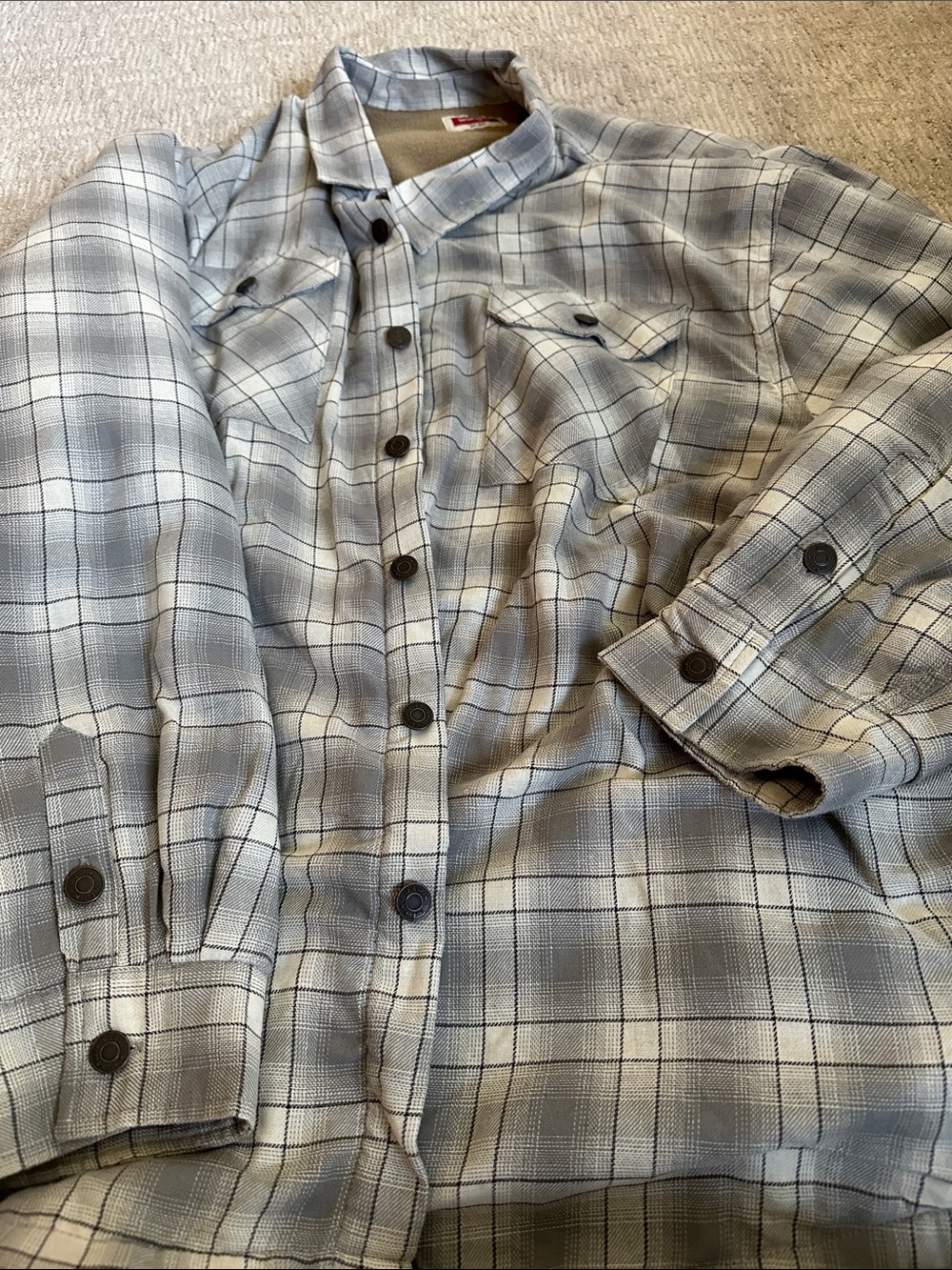 Wrangler Light Gray Plaid Button-Down Shirt